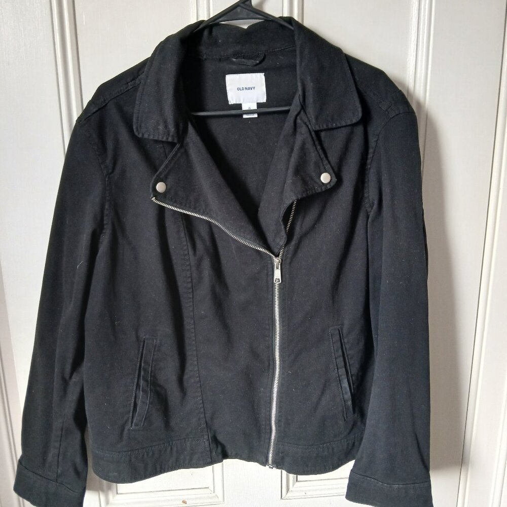 Old Navy twill cotton moto jacket XL like new black